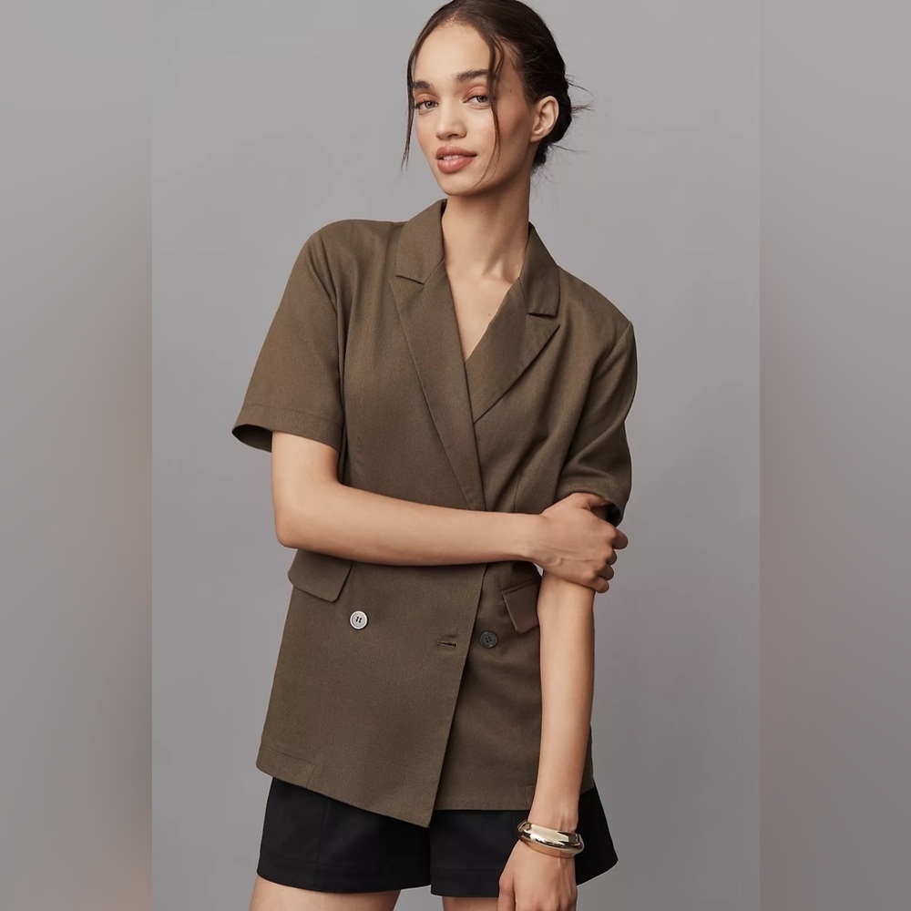 NWT! Anthropologie Dolan Left Coast Short-Sleeve Linen Blend Blazer - Size XS - Picture 1 of 5